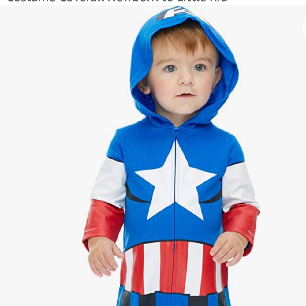 Marvel Avengers Captain America Iron Man Zip Up Cosplay Costume Coverall Infant
